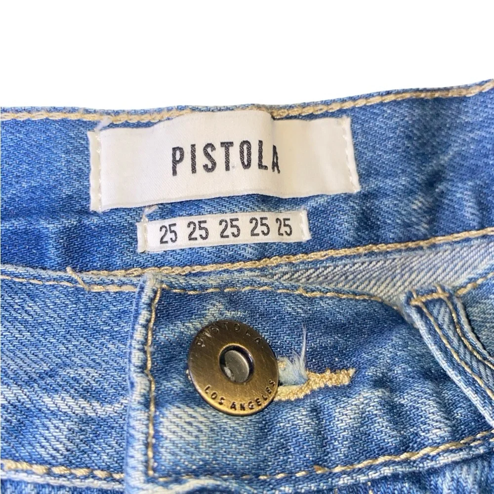 Pistola High Rise‎ Distressed Denim Shorts - Raw Hem Light Wash - Size 25